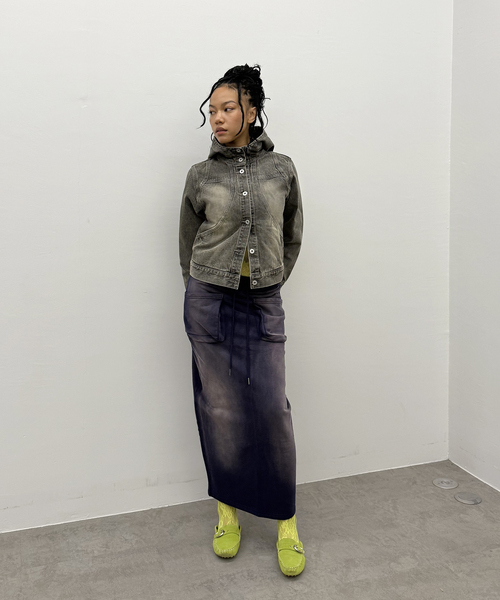 Oriens JOURNAL STANDARD(オリエンス ジャーナルスタンダード)の「ブリーチドスウェットスカート(スカート・レディース・レッド/ネイビー・FREE)」の20枚目の写真