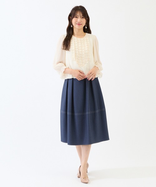 Rose Tiara(ローズティアラ)の「【イージーケア/伸縮性◎】コクーンシルエットスカート(スカート・レディース・ネイビー・46/42/38)」の10枚目の写真
