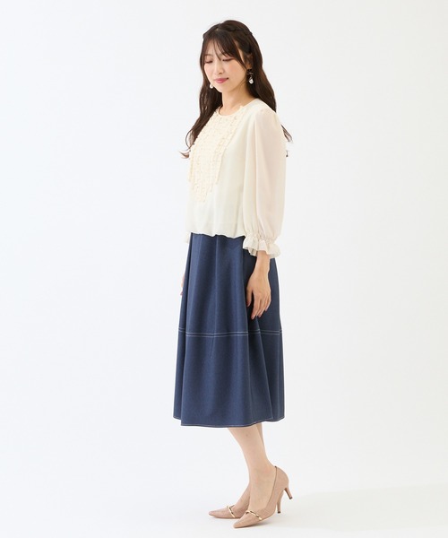 Rose Tiara(ローズティアラ)の「【イージーケア/伸縮性◎】コクーンシルエットスカート(スカート・レディース・ネイビー・46/42/38)」の14枚目の写真