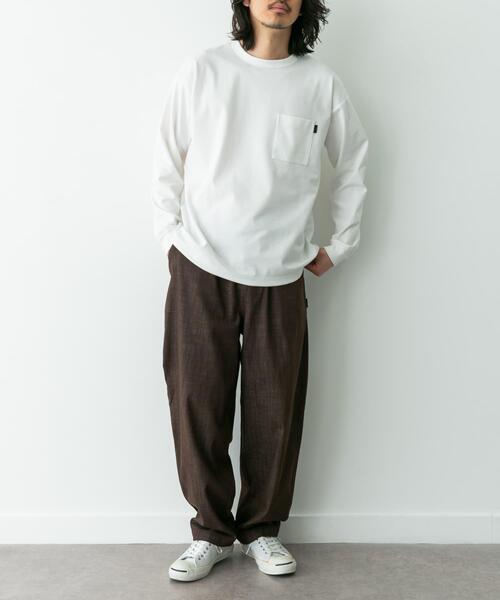 URBAN RESEARCH Sonny Label（アーバンリサーチサニーレーベル）の「ポンチポケット付ロングスリーブTシャツ（Tシャツ/カットソー・メンズ・チャコールグレー/ブラック系その他/ホワイト/ブラック・MEDIUM/LARGE/X-LARGE）」の9枚目の写真