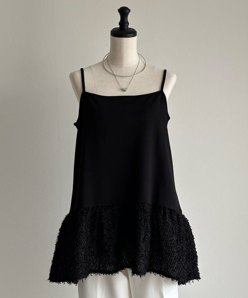 Emma Taylor（エマテイラー）の「【長さ調整可能◎】エアリージャガードヘムレイヤードキャミソール（キャミソール・レディース・ブラック/ホワイト・FREE）」の19枚目の写真