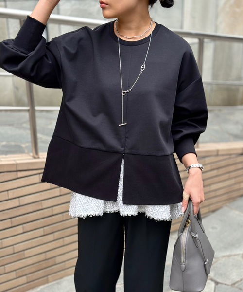 Emma Taylor（エマテイラー）の「【長さ調整可能◎】エアリージャガードヘムレイヤードキャミソール（キャミソール・レディース・ブラック/ホワイト・FREE）」の5枚目の写真