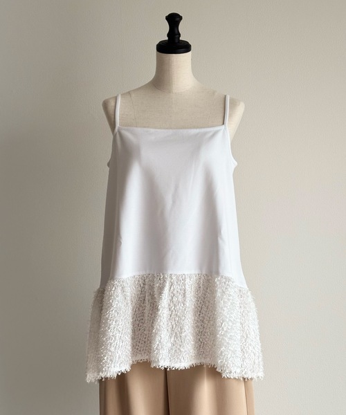 Emma Taylor（エマテイラー）の「【長さ調整可能◎】エアリージャガードヘムレイヤードキャミソール（キャミソール・レディース・ブラック/ホワイト・FREE）」の10枚目の写真