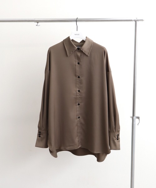 NOGLE(ノグル)の「【NOGLE/ノグル】サテンドレープオーバーシャツ(シャツ/ブラウス・レディース・ピンク/ミント/ベージュ/ブラウン・FREE)」の1枚目の写真