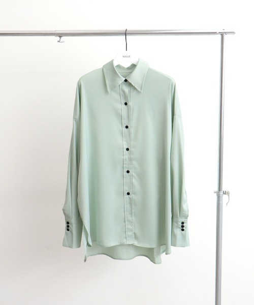NOGLE(ノグル)の「【NOGLE/ノグル】サテンドレープオーバーシャツ(シャツ/ブラウス・レディース・ピンク/ミント/ベージュ/ブラウン・FREE)」の14枚目の写真