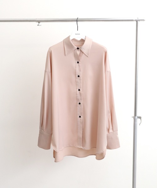 NOGLE(ノグル)の「【NOGLE/ノグル】サテンドレープオーバーシャツ(シャツ/ブラウス・レディース・ピンク/ミント/ベージュ/ブラウン・FREE)」の13枚目の写真