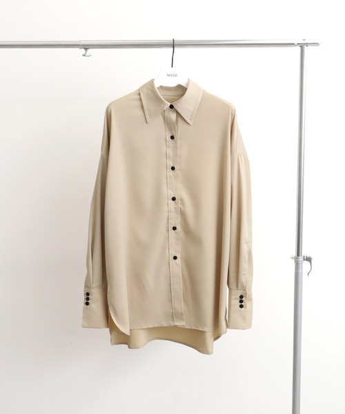 NOGLE(ノグル)の「【NOGLE/ノグル】サテンドレープオーバーシャツ(シャツ/ブラウス・レディース・ピンク/ミント/ベージュ/ブラウン・FREE)」の12枚目の写真