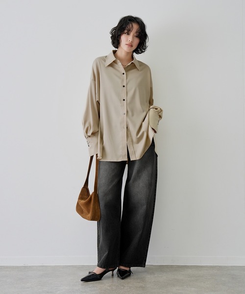 NOGLE(ノグル)の「【NOGLE/ノグル】サテンドレープオーバーシャツ(シャツ/ブラウス・レディース・ピンク/ミント/ベージュ/ブラウン・FREE)」の22枚目の写真
