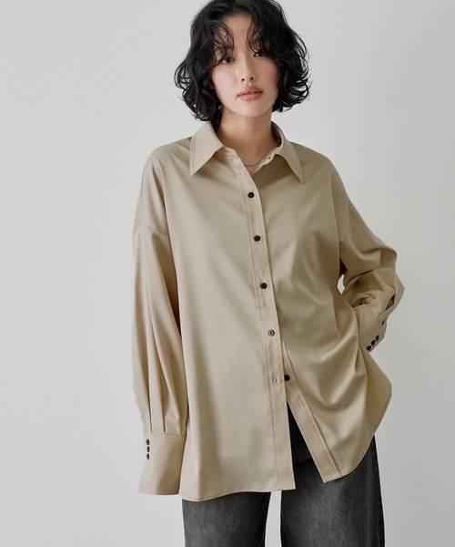 NOGLE(ノグル)の「【NOGLE/ノグル】サテンドレープオーバーシャツ(シャツ/ブラウス・レディース・ピンク/ミント/ベージュ/ブラウン・FREE)」の20枚目の写真