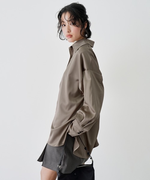 NOGLE(ノグル)の「【NOGLE/ノグル】サテンドレープオーバーシャツ(シャツ/ブラウス・レディース・ピンク/ミント/ベージュ/ブラウン・FREE)」の17枚目の写真