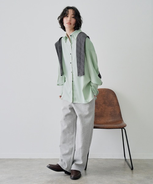 NOGLE(ノグル)の「【NOGLE/ノグル】サテンドレープオーバーシャツ(シャツ/ブラウス・レディース・ピンク/ミント/ベージュ/ブラウン・FREE)」の6枚目の写真