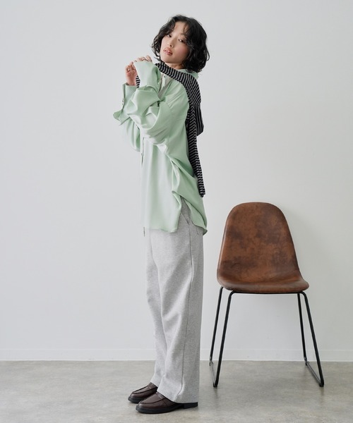 NOGLE(ノグル)の「【NOGLE/ノグル】サテンドレープオーバーシャツ(シャツ/ブラウス・レディース・ピンク/ミント/ベージュ/ブラウン・FREE)」の11枚目の写真