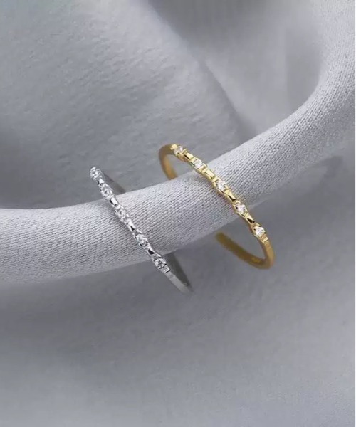 ALWAYS GOOD TIME(オルウェイズグッドタイム)の「ラインストーン付き華奢オープンリング 指輪(リング・レディース・シルバー/ゴールド・FREE)」の3枚目の写真