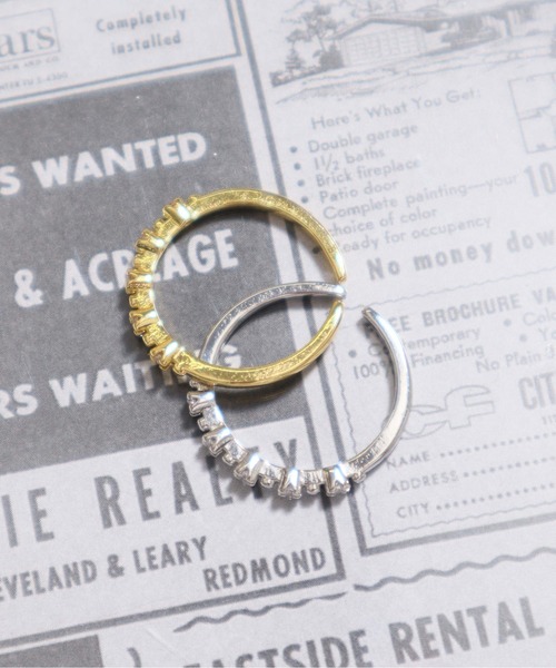 ALWAYS GOOD TIME(オルウェイズグッドタイム)の「ラインストーン付き華奢オープンリング 指輪(リング・レディース・シルバー/ゴールド・FREE)」の6枚目の写真