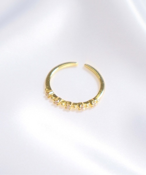 ALWAYS GOOD TIME(オルウェイズグッドタイム)の「ラインストーン付き華奢オープンリング 指輪(リング・レディース・シルバー/ゴールド・FREE)」の11枚目の写真
