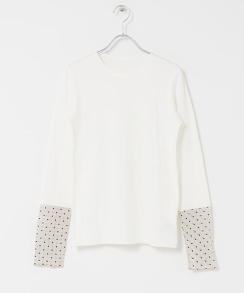 URBAN RESEARCH DOORS（アーバンリサーチドアーズ）の「袖ドット柄切替ロングスリーブTシャツ（Tシャツ/カットソー・レディース・ブラック/オフホワイト・FREE）」の6枚目の写真