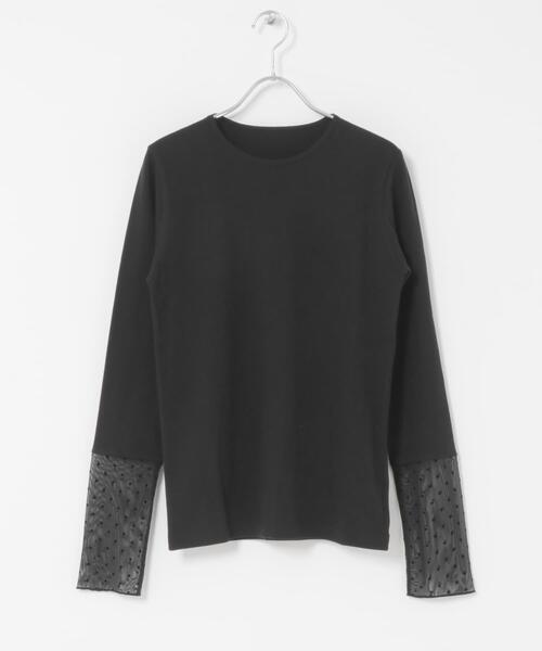 URBAN RESEARCH DOORS（アーバンリサーチドアーズ）の「袖ドット柄切替ロングスリーブTシャツ（Tシャツ/カットソー・レディース・ブラック/オフホワイト・FREE）」の10枚目の写真