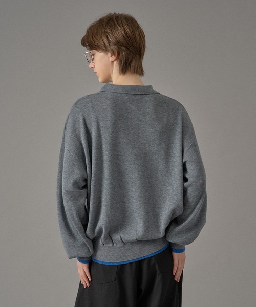 ONCILY（オンシェリー）の「SILVER BUTTON HIGH GAUGE KNIT POLO SHIRT / シルバーボタンハイゲージニットポロシャツ（ポロシャツ・メンズ・パープル/イエロー/ライトグレー/チャコールグレー/ブルー・SMALL/MEDIUM/LARGE）」の21枚目の写真