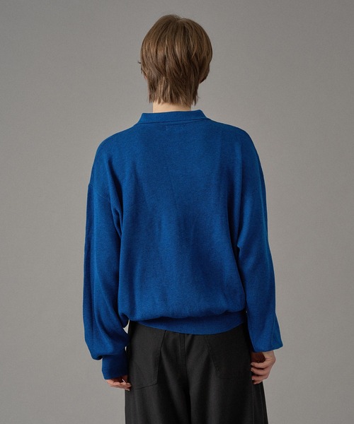 ONCILY（オンシェリー）の「SILVER BUTTON HIGH GAUGE KNIT POLO SHIRT / シルバーボタンハイゲージニットポロシャツ（ポロシャツ・メンズ・パープル/イエロー/ライトグレー/チャコールグレー/ブルー・SMALL/MEDIUM/LARGE）」の12枚目の写真