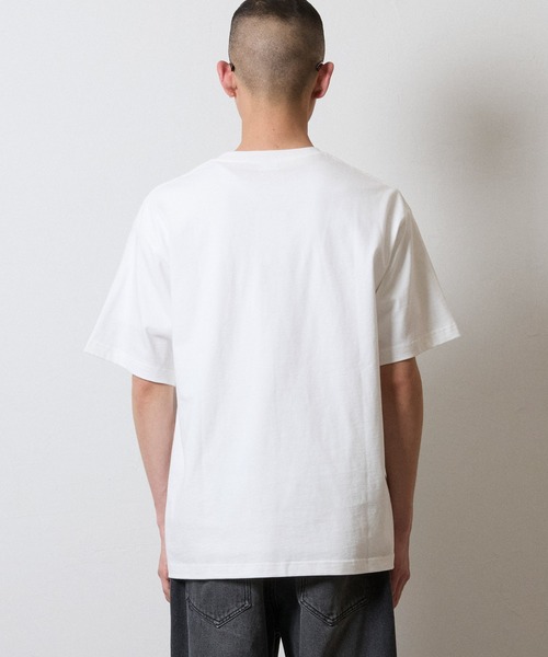 HAND PAINTED BASIC HEM PRINTED POCKET T-SHIRT / ハンドペイント