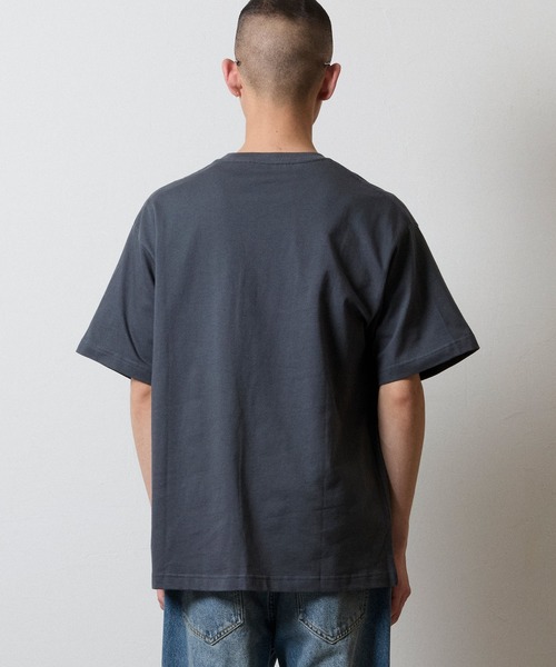 HAND PAINTED BASIC HEM PRINTED POCKET T-SHIRT / ハンドペイント