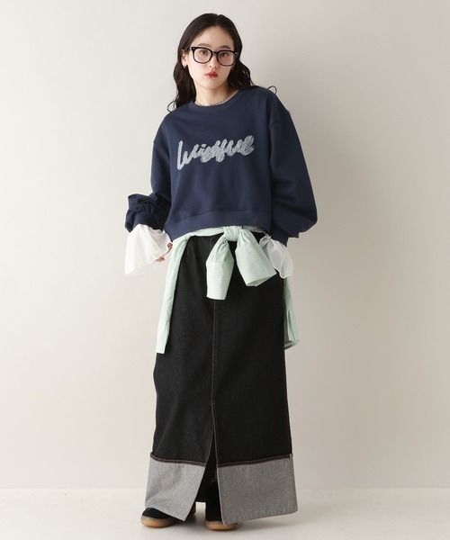 RAGEBLUE(レイジブルー)の「チュールレタードロゴプルオーバー(スウェット・レディース・グレー/ネイビー・FREE)」の6枚目の写真