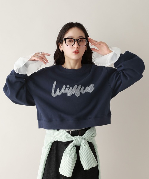 RAGEBLUE(レイジブルー)の「チュールレタードロゴプルオーバー(スウェット・レディース・グレー/ネイビー・FREE)」の9枚目の写真