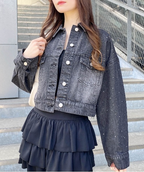 INGNI（イング）の「ビジュー付Gジャン（デニムジャケット・レディース・ブルー系その他3/グレー/ブルー系その他・M）」の2枚目の写真