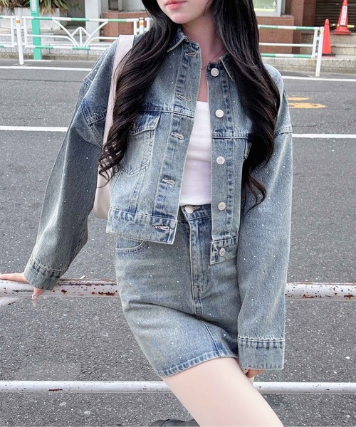 INGNI（イング）の「ビジュー付Gジャン（デニムジャケット・レディース・ブルー系その他3/グレー/ブルー系その他・M）」の11枚目の写真