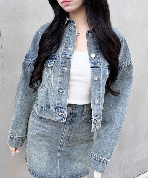 INGNI（イング）の「ビジュー付Gジャン（デニムジャケット・レディース・ブルー系その他3/グレー/ブルー系その他・M）」の12枚目の写真