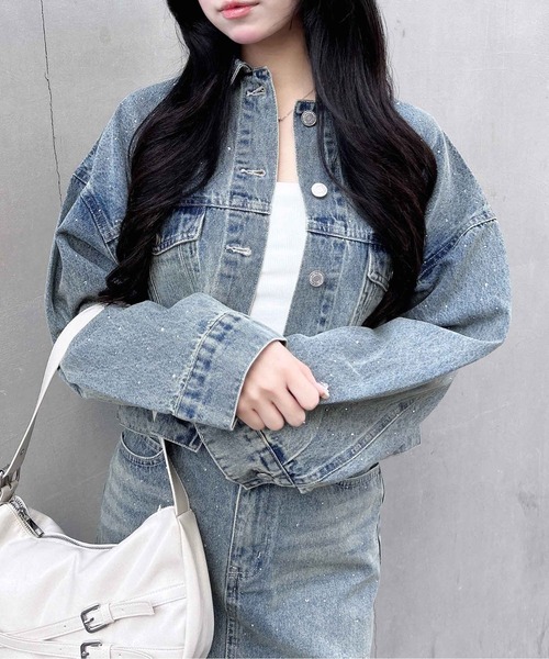 INGNI（イング）の「ビジュー付Gジャン（デニムジャケット・レディース・ブルー系その他3/グレー/ブルー系その他・M）」の13枚目の写真