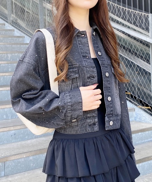 INGNI（イング）の「ビジュー付Gジャン（デニムジャケット・レディース・ブルー系その他3/グレー/ブルー系その他・M）」の6枚目の写真