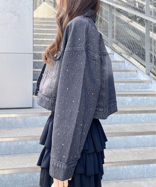 INGNI（イング）の「ビジュー付Gジャン（デニムジャケット・レディース・ブルー系その他3/グレー/ブルー系その他・M）」の7枚目の写真