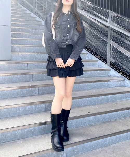 INGNI（イング）の「ビジュー付Gジャン（デニムジャケット・レディース・ブルー系その他3/グレー/ブルー系その他・M）」の9枚目の写真