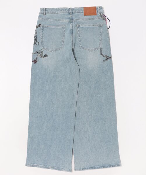 Desigual(デシグアル)の「チェーン柄プリント チャーム付きワイドデニムパンツ 2026年春夏 新作(デニムパンツ・レディース・ブルー・44/40/38/36/34/42)」の6枚目の写真