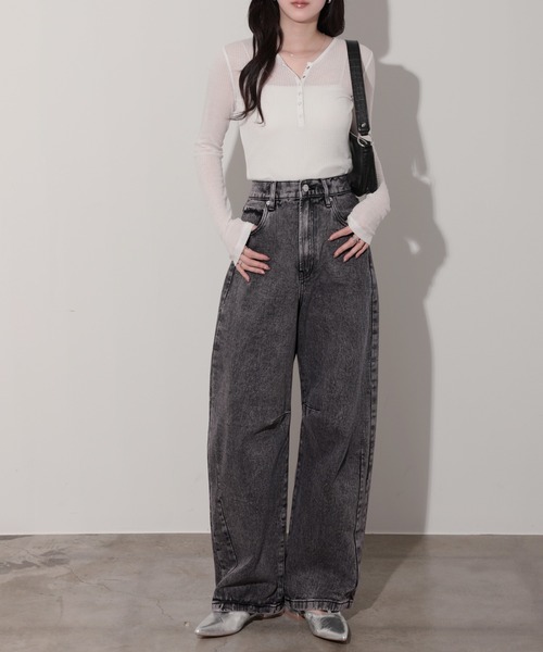 nouvellemoi(ヌーベルモイ)の「デニムカーブラインパンツ(デニムパンツ・レディース・ブラック/サックスブルー/ブルー/インディゴブルー・M)」の15枚目の写真