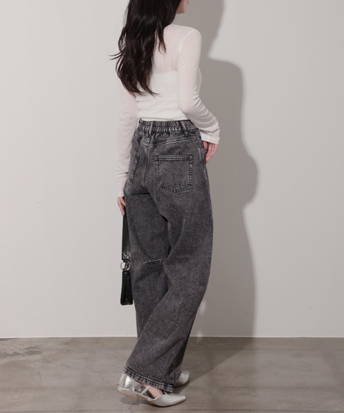 nouvellemoi(ヌーベルモイ)の「デニムカーブラインパンツ(デニムパンツ・レディース・ブラック/サックスブルー/ブルー/インディゴブルー・M)」の16枚目の写真