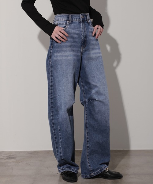 nouvellemoi(ヌーベルモイ)の「デニムカーブラインパンツ(デニムパンツ・レディース・ブラック/サックスブルー/ブルー/インディゴブルー・M)」の17枚目の写真