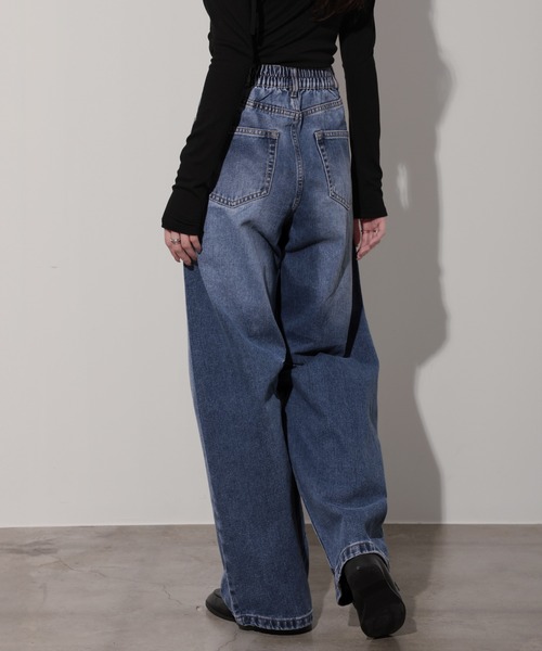 nouvellemoi(ヌーベルモイ)の「デニムカーブラインパンツ(デニムパンツ・レディース・ブラック/サックスブルー/ブルー/インディゴブルー・M)」の18枚目の写真