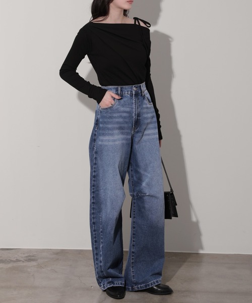 nouvellemoi(ヌーベルモイ)の「デニムカーブラインパンツ(デニムパンツ・レディース・ブラック/サックスブルー/ブルー/インディゴブルー・M)」の19枚目の写真