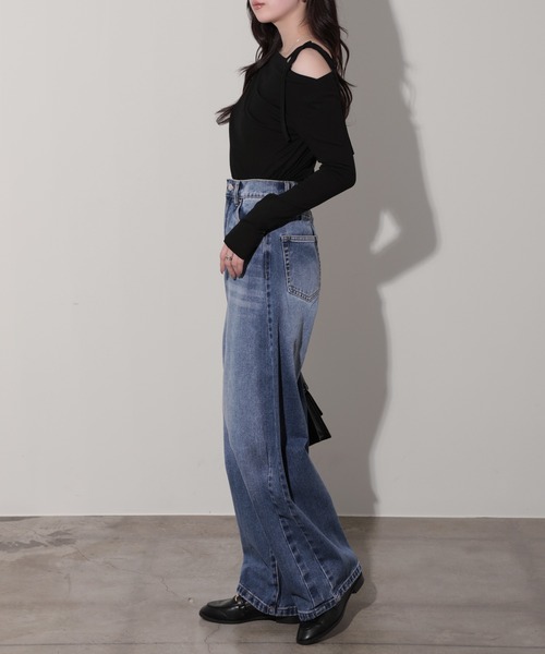 nouvellemoi(ヌーベルモイ)の「デニムカーブラインパンツ(デニムパンツ・レディース・ブラック/サックスブルー/ブルー/インディゴブルー・M)」の20枚目の写真