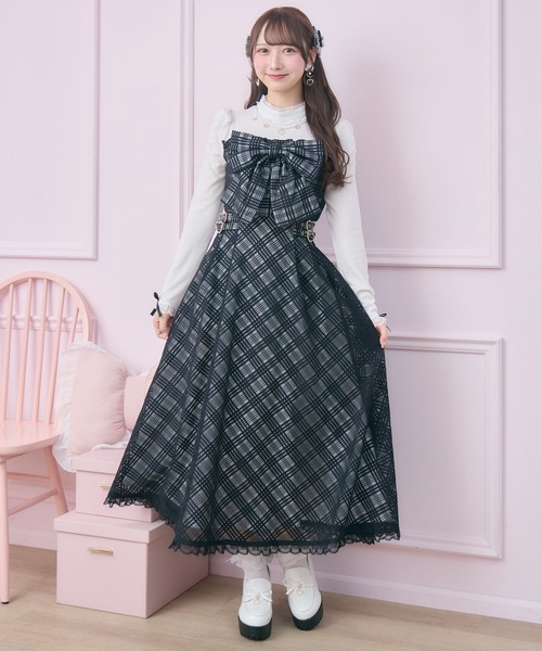 ROJITA（ロジータ）の「ビッグリボン長袖ロングワンピース（ワンピース・レディース・ブラック/ホワイト/ピンク・FREE）」の2枚目の写真