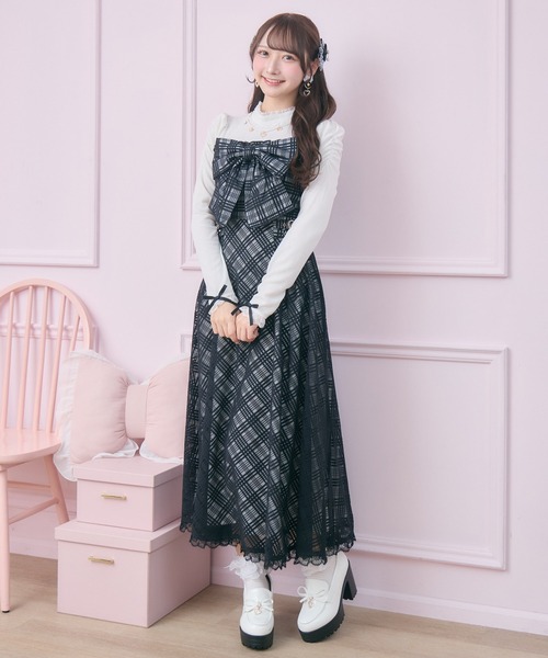 ROJITA（ロジータ）の「ビッグリボン長袖ロングワンピース（ワンピース・レディース・ブラック/ホワイト/ピンク・FREE）」の13枚目の写真