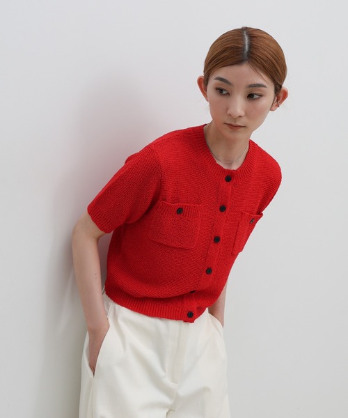 select MOCA（セレクトモカ）の「フロントポケットサマーカーディガン（カーディガン/ボレロ・レディース・レッド/ネイビー/ベージュ・FREE）」の7枚目の写真