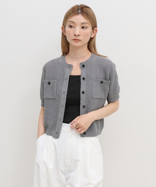 select MOCA（セレクトモカ）の「フロントポケットサマーカーディガン（カーディガン/ボレロ・レディース・レッド/ネイビー/ベージュ/グレー・FREE）」の9枚目の写真
