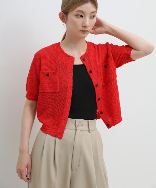 select MOCA（セレクトモカ）の「フロントポケットサマーカーディガン（カーディガン/ボレロ・レディース・レッド/ネイビー/ベージュ/グレー・FREE）」の17枚目の写真
