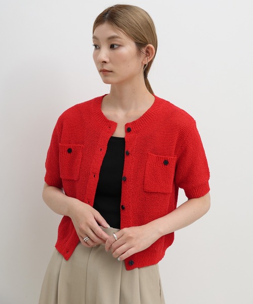select MOCA（セレクトモカ）の「フロントポケットサマーカーディガン（カーディガン/ボレロ・レディース・レッド/ネイビー/ベージュ/グレー・FREE）」の16枚目の写真