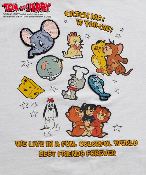 DOUBLE NAME（ダブルネーム）の「【TOM AND JERRY】 ワッペン刺繍ロンTEE（Tシャツ/カットソー・レディース・オフホワイト/ライトグレー・FREE）」の6枚目の写真