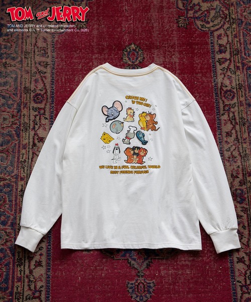 DOUBLE NAME（ダブルネーム）の「【TOM AND JERRY】 ワッペン刺繍ロンTEE（Tシャツ/カットソー・レディース・オフホワイト/ライトグレー・FREE）」の4枚目の写真