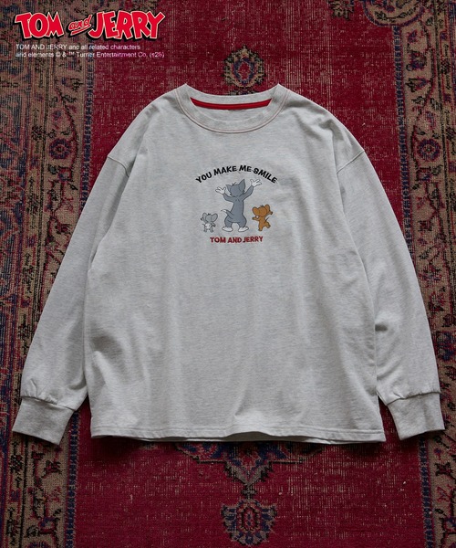 DOUBLE NAME（ダブルネーム）の「【TOM AND JERRY】 ワッペン刺繍ロンTEE（Tシャツ/カットソー・レディース・オフホワイト/ライトグレー・FREE）」の3枚目の写真